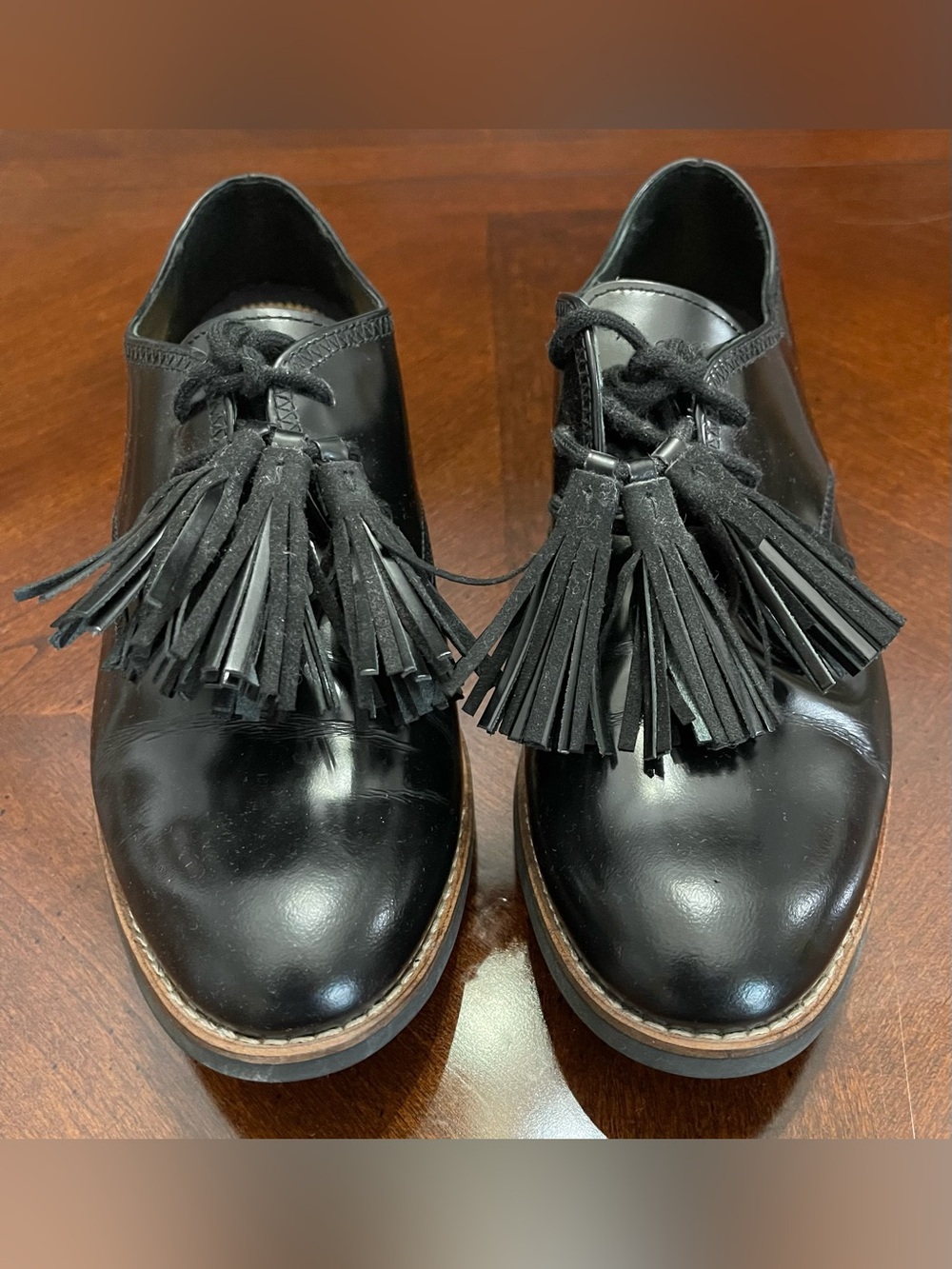 Sperry New & Unused Women’s Black Leather Tassel Lace-Up Flats